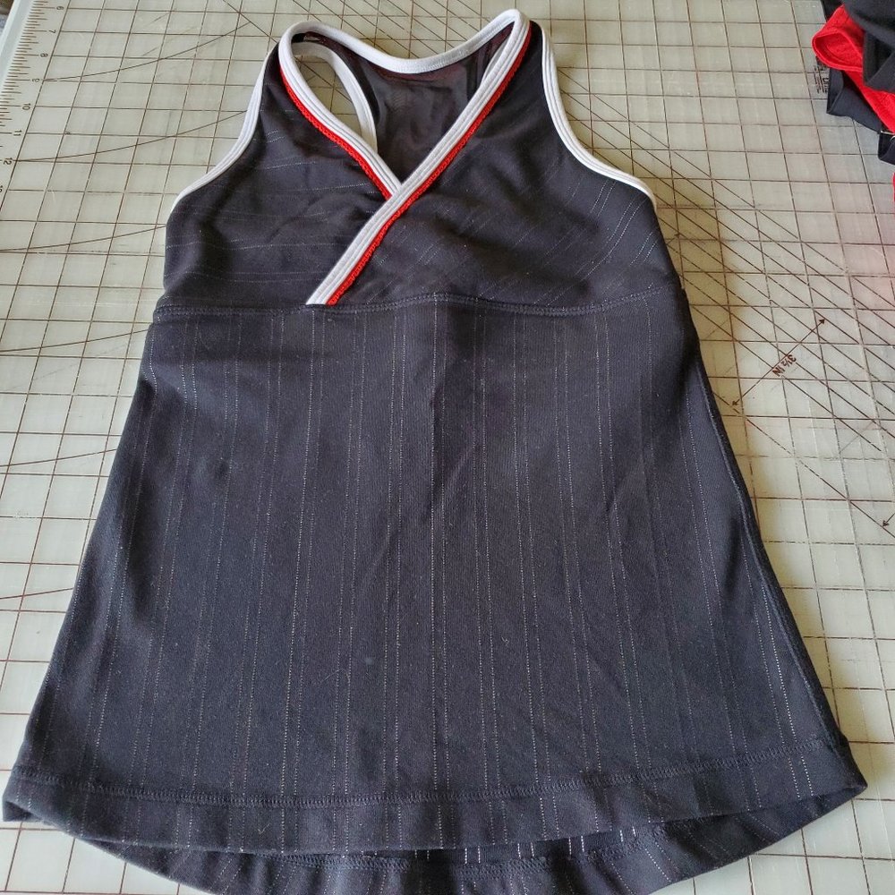 lululemon athletica Black Tank Top with White and Red Trim